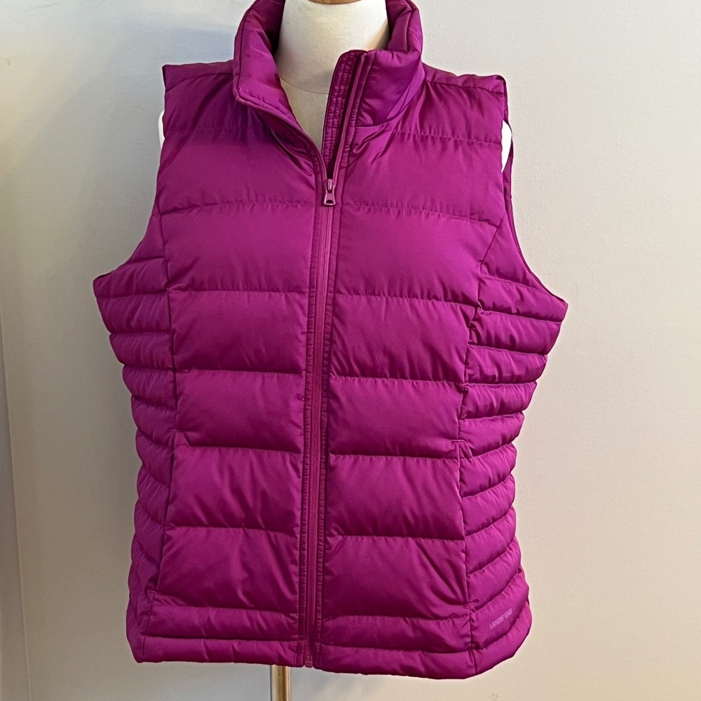 Lands End Kids XL 18 Magenta Purple Down Puffer Vest Quilted Full Zip Sleeveless